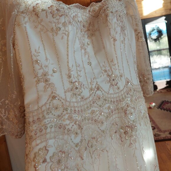 Casablanca Bridal Regal Romance Ivory beaded Sq neck mermaid Dress - Picture 7 of 17